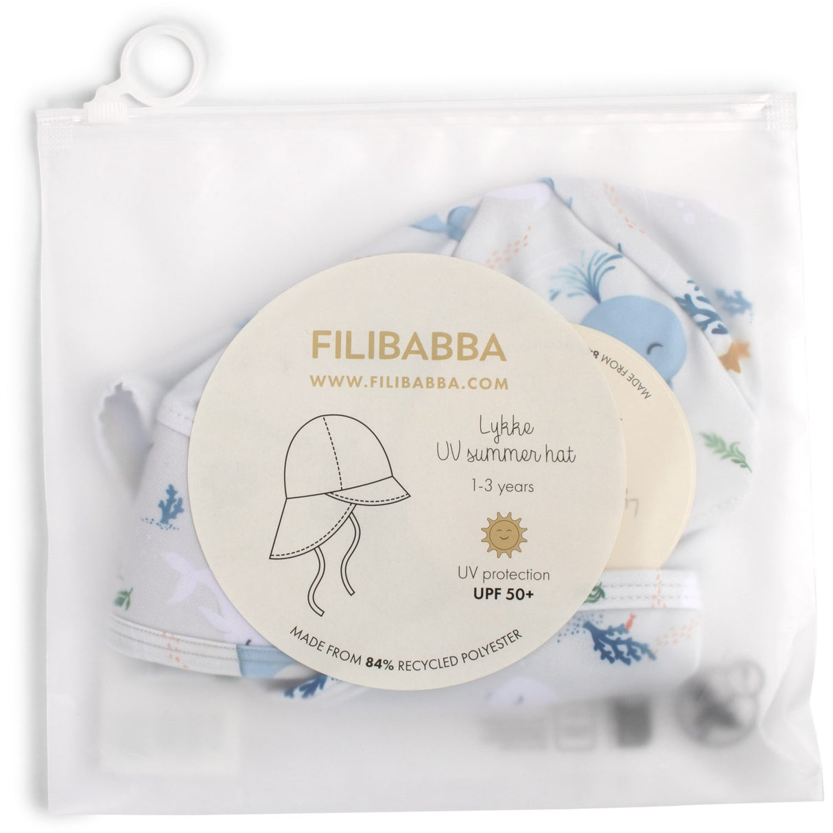 FILIBABBA Christian's Whale Tales Lykke Uv Solhatt 1-3 År