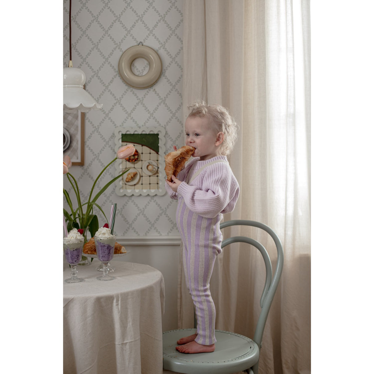 Silly Silas Lavender X Cream Striped Footless Strumpbyxar Special Edition