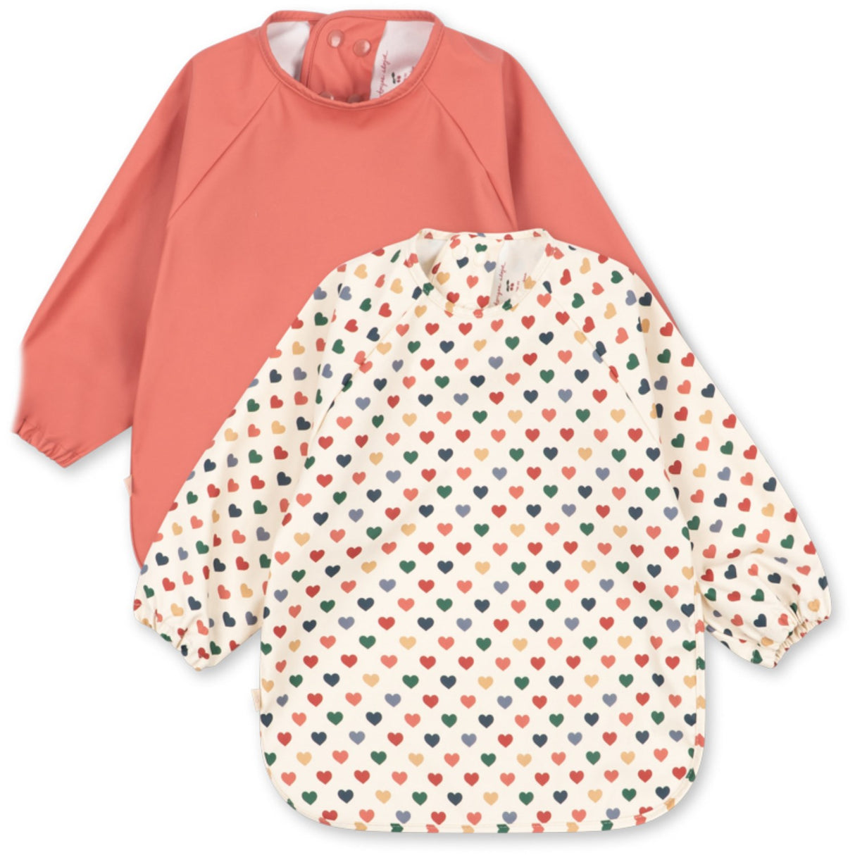 Konges Sløjd Coeur Colore/Faded Rose 2 Pack Dinner Haklapp Med Ärmar