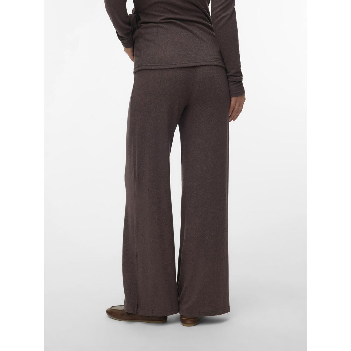 Mama;licious Chocolate Brown Melange Mlkira Wide Jrs Byxor Hw