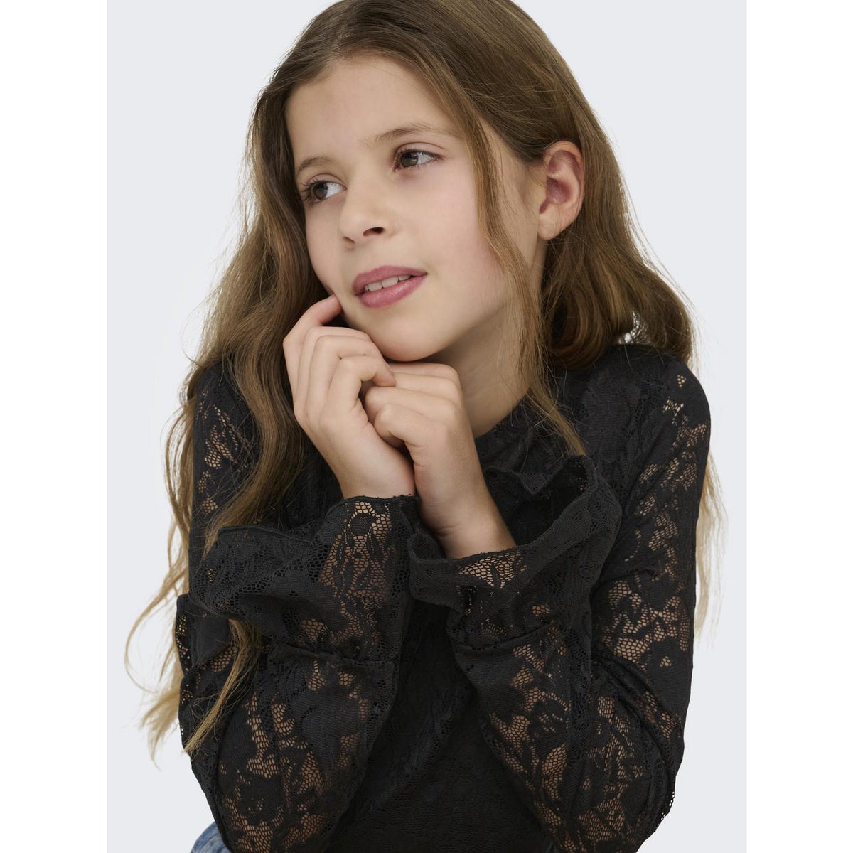 kids ONLY Black Kogtoos L/S Lace Topp Jrs