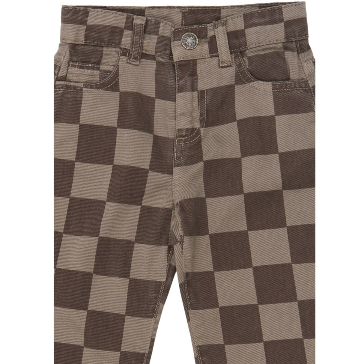 THE NEW Siblings Taupe Gray Check Tn Tnstvondell Baggy Fit Jeans