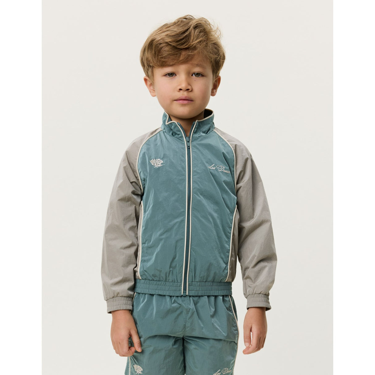 Les Deux Kids Tea Green Shiny Crisp Track Jacka KIDS