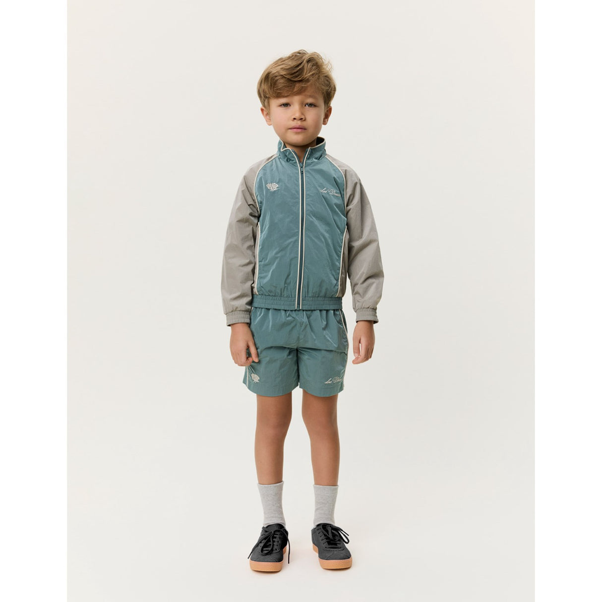 Les Deux Kids Tea Green Shiny Crisp Track Jacka KIDS