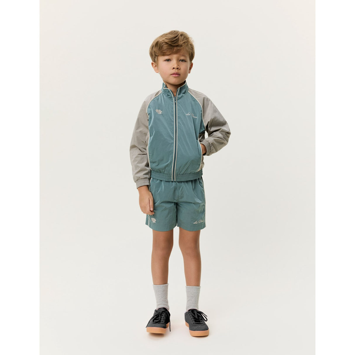 Les Deux Kids Tea Green Shiny Crisp Track Jacka KIDS