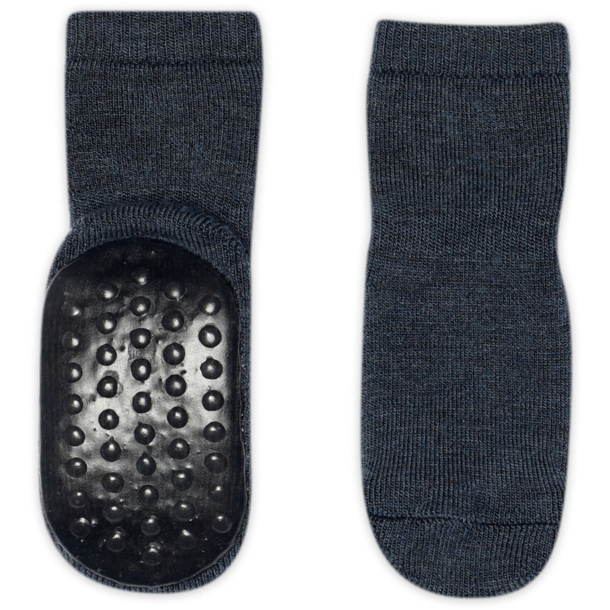 Gobabygo Dark Denim Melange Ull Strumpor Anti-Slip
