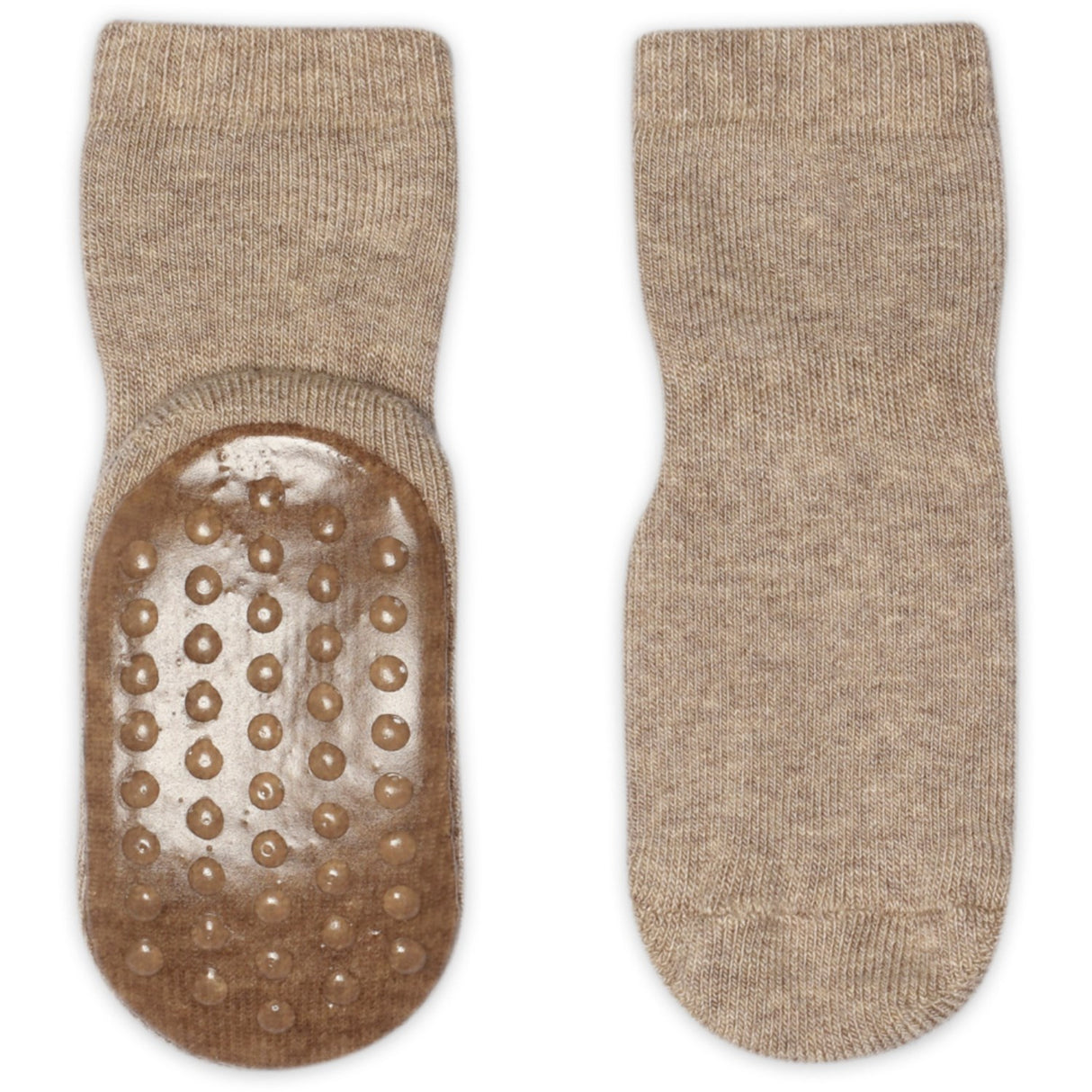 Gobabygo Light Brown Melange Bomull Strumpor Anti-Slip