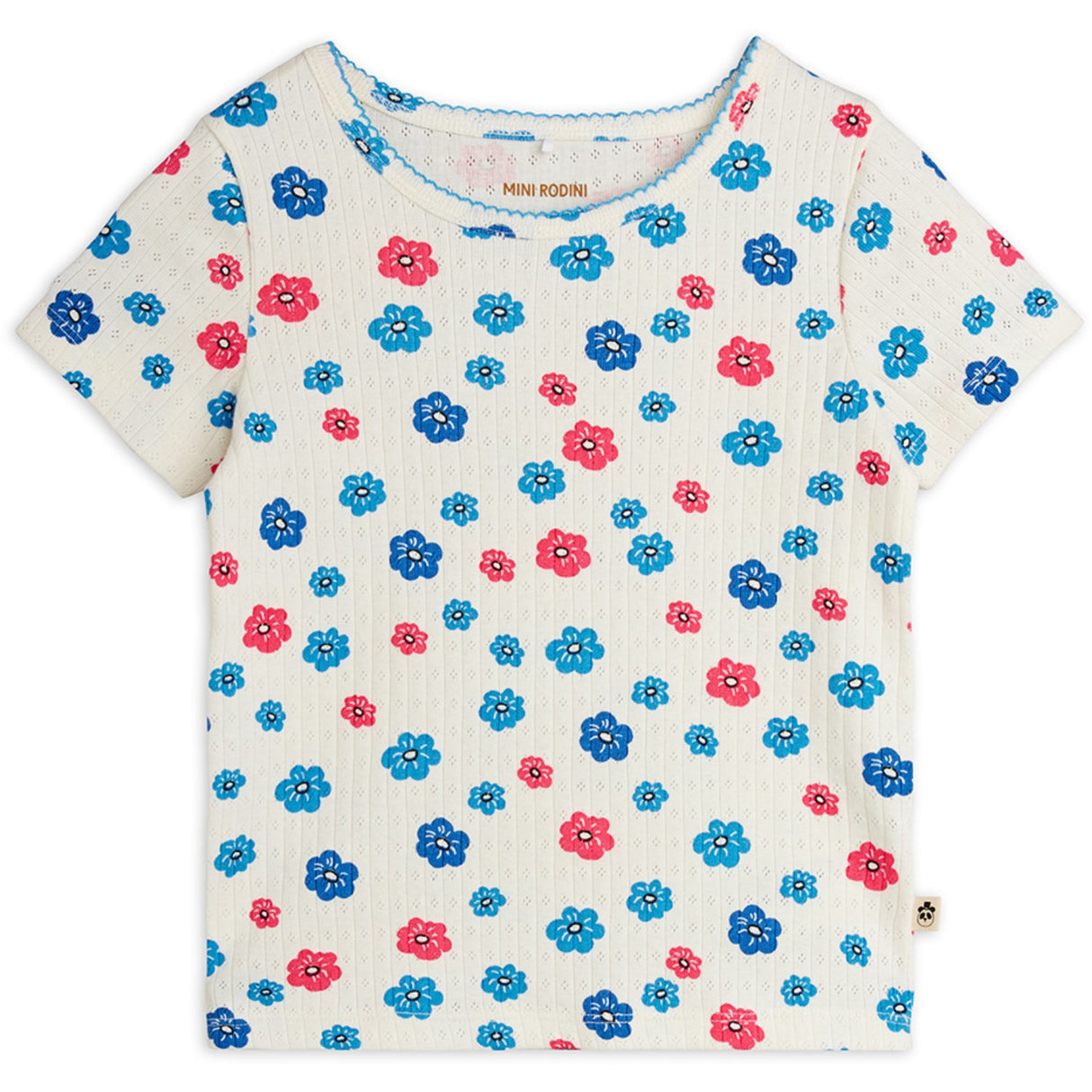 Mini Rodini Multi Flowers Aop Picot Edge Pointelle Ss Tee