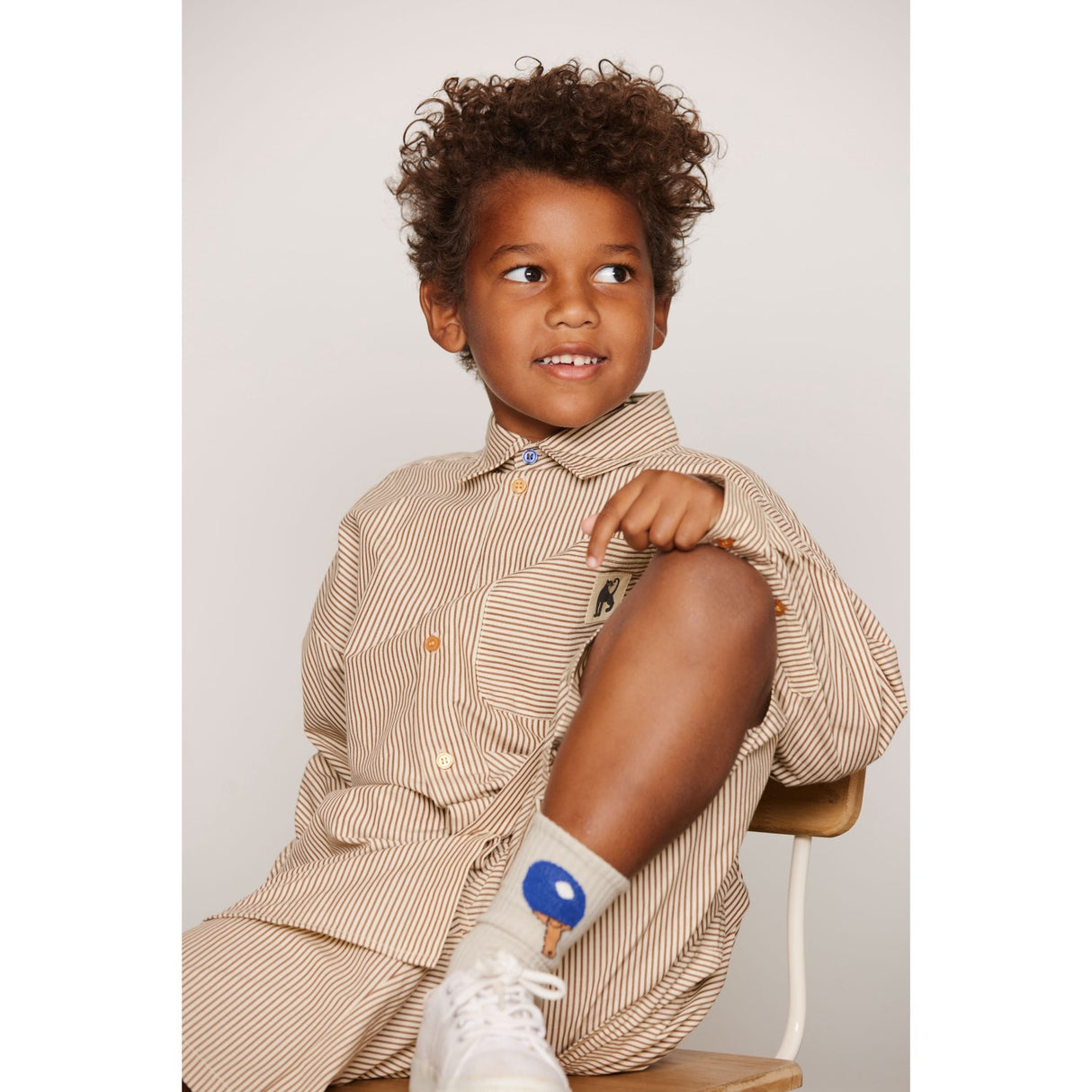 Mini Rodini Brown Poplin Yd Ls Skjorta
