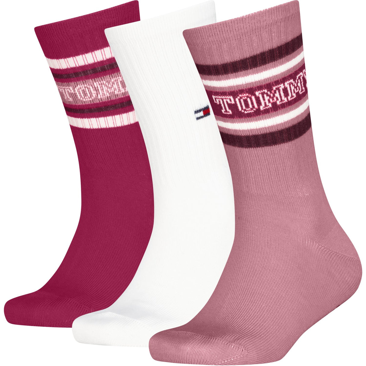 Tommy Hilfiger Pink Kids Strumpor 3-Pack Varsity Tommy