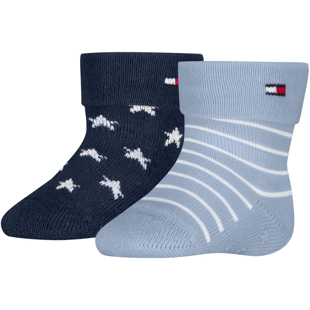 Tommy Hilfiger Light Blue Baby Strumpor 2-Pack Fold Över Abs