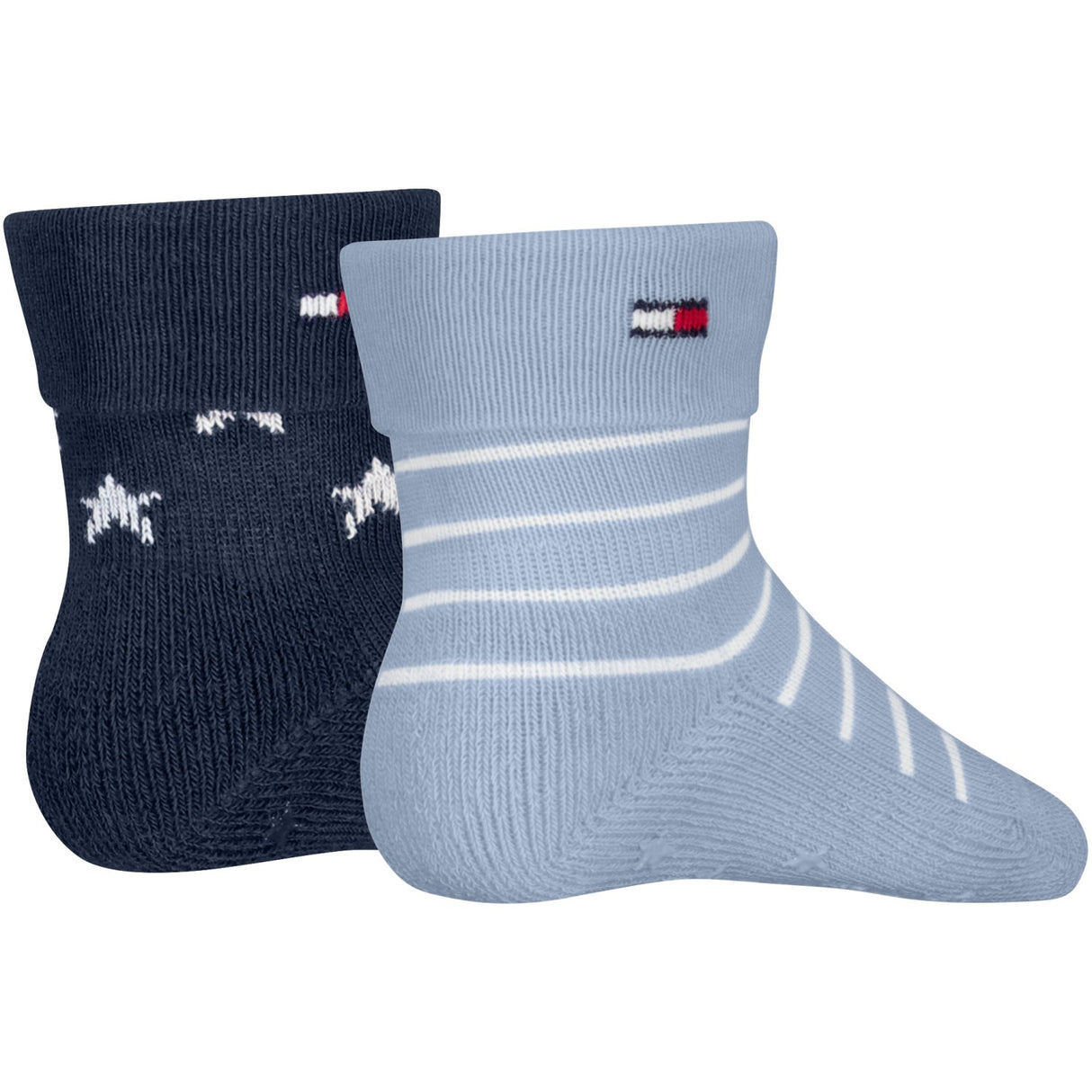 Tommy Hilfiger Light Blue Baby Strumpor 2-Pack Fold Över Abs