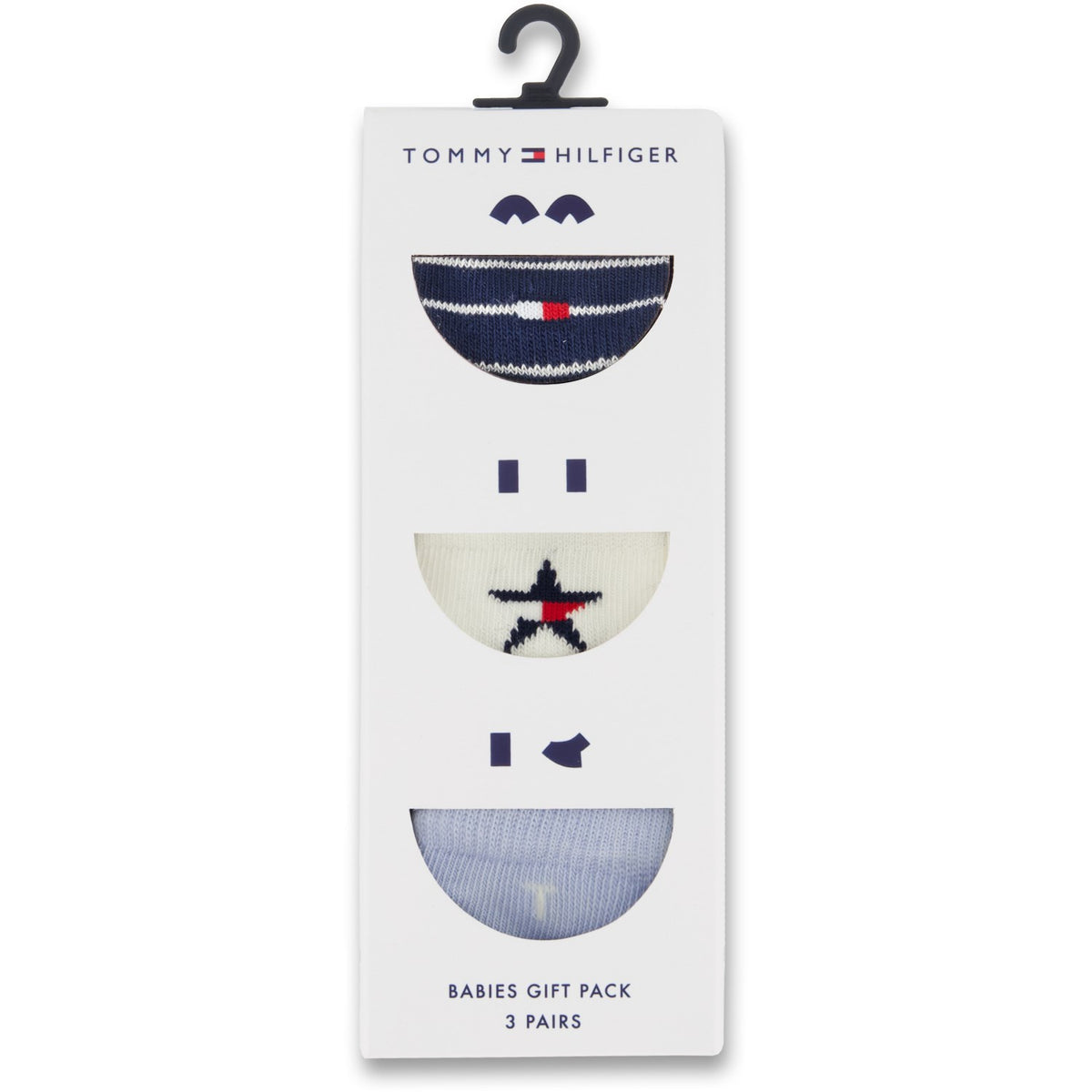 Tommy Hilfiger Light Blue Baby Strumpor 3-Pack Giftbox Stars & Stripes