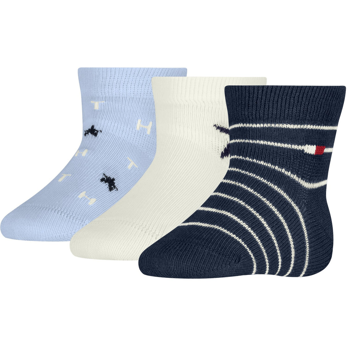 Tommy Hilfiger Light Blue Baby Strumpor 3-Pack Giftbox Stars & Stripes