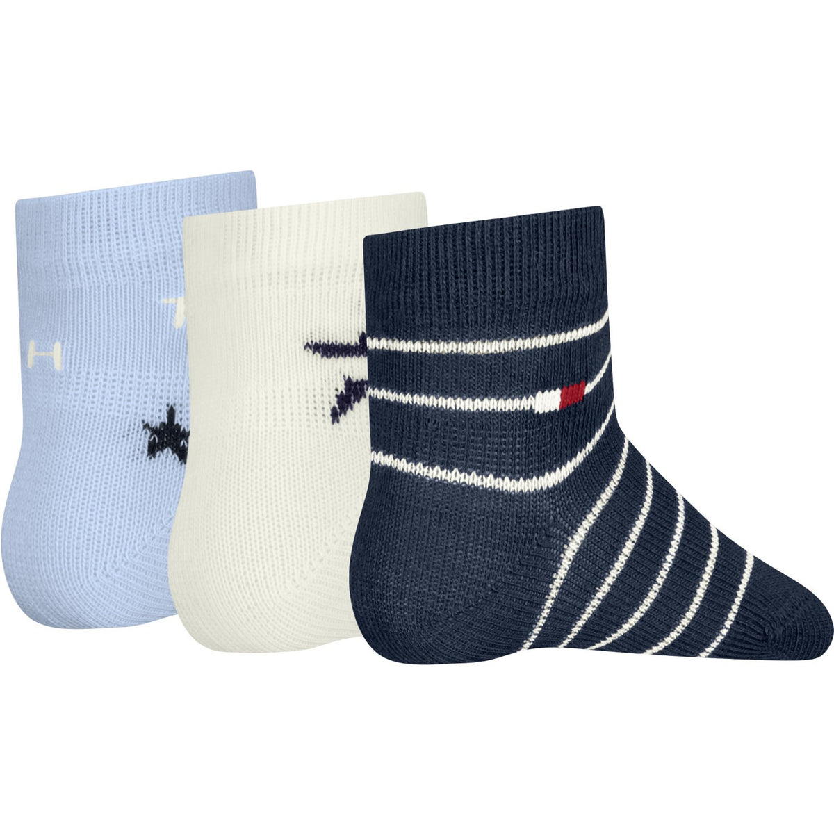 Tommy Hilfiger Light Blue Baby Strumpor 3-Pack Giftbox Stars & Stripes