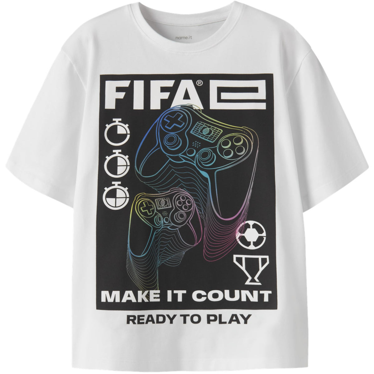 Name It Bright White Nkmollis Fifae Ss Nreg Topp Låda Vde