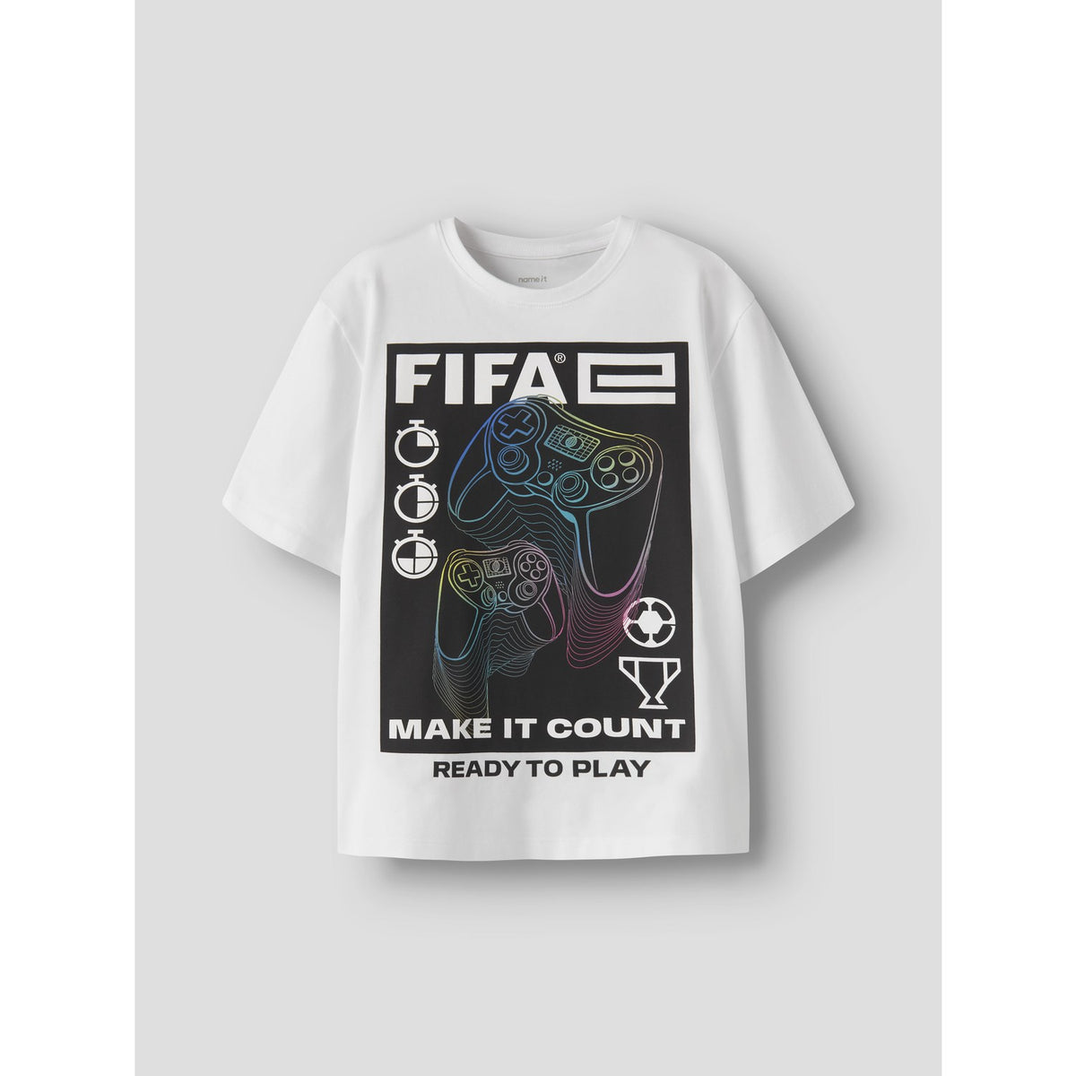 Name It Bright White Nkmollis Fifae Ss Nreg Topp Låda Vde