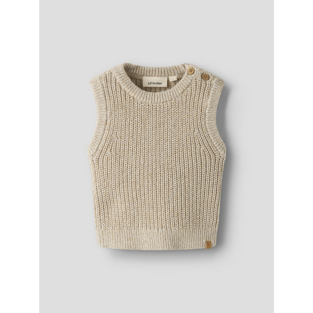 Lil'Atelier White Pepper Melange Nbmrokkos Stickad Väst Lil