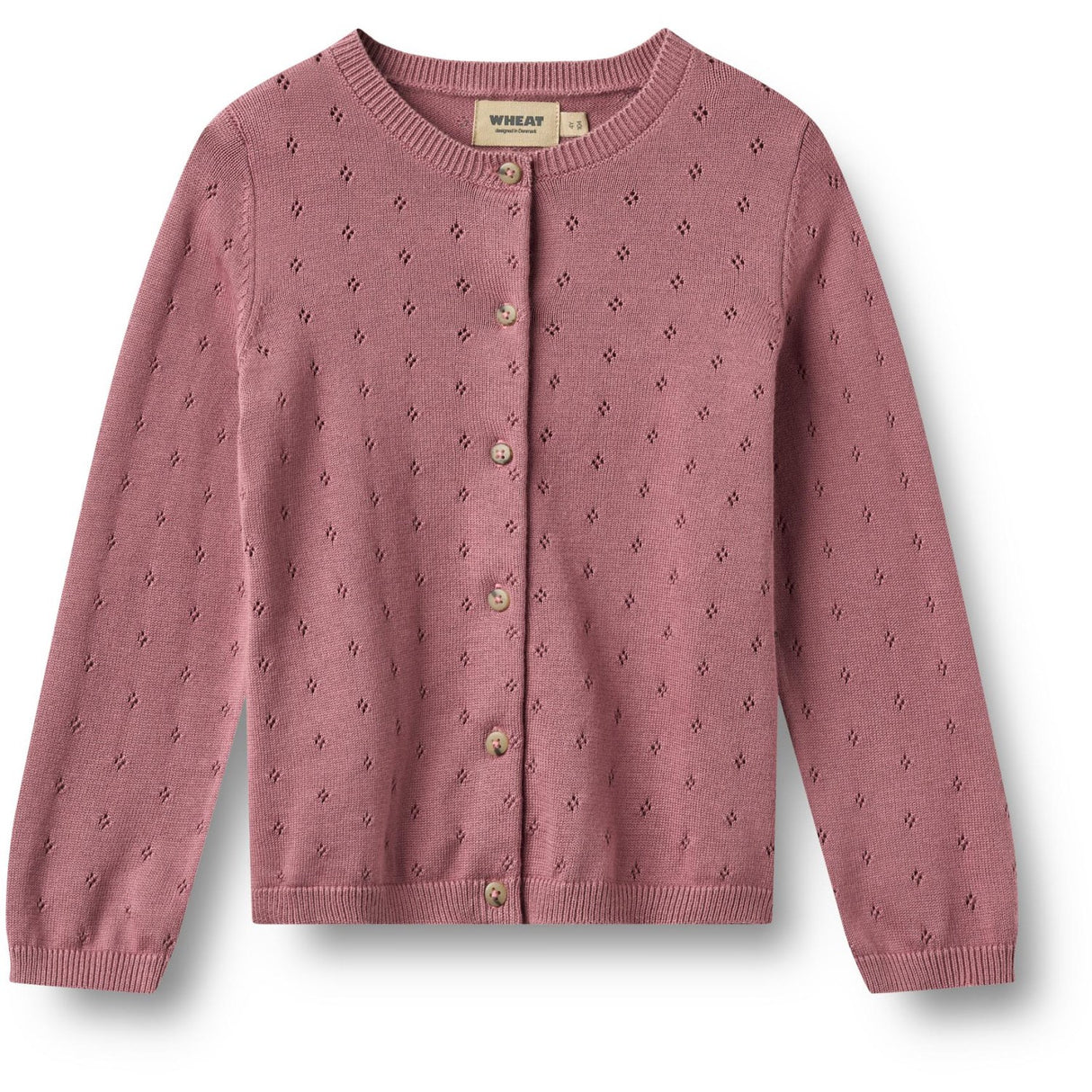Wheat Warm Lilac Stickad Cardigan Maia
