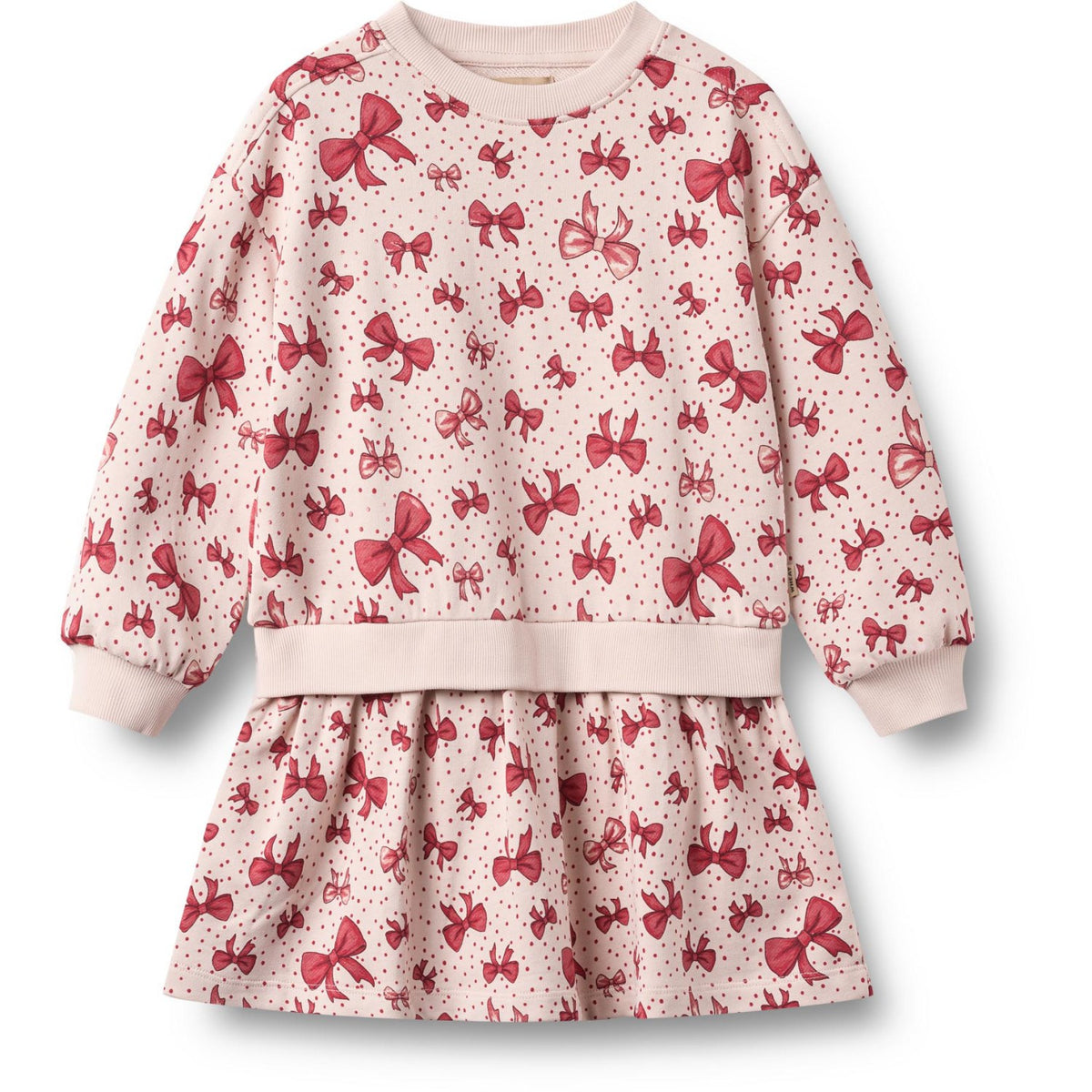 Wheat Almond Peach Bows Sweat Klänning L/S Maggie