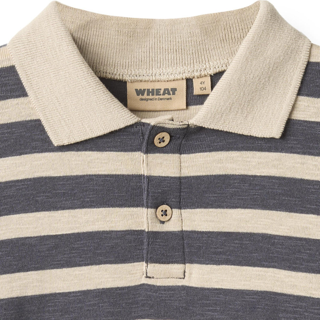Wheat Greyblue Stripe Pikétröja Skjorta L/S Fred