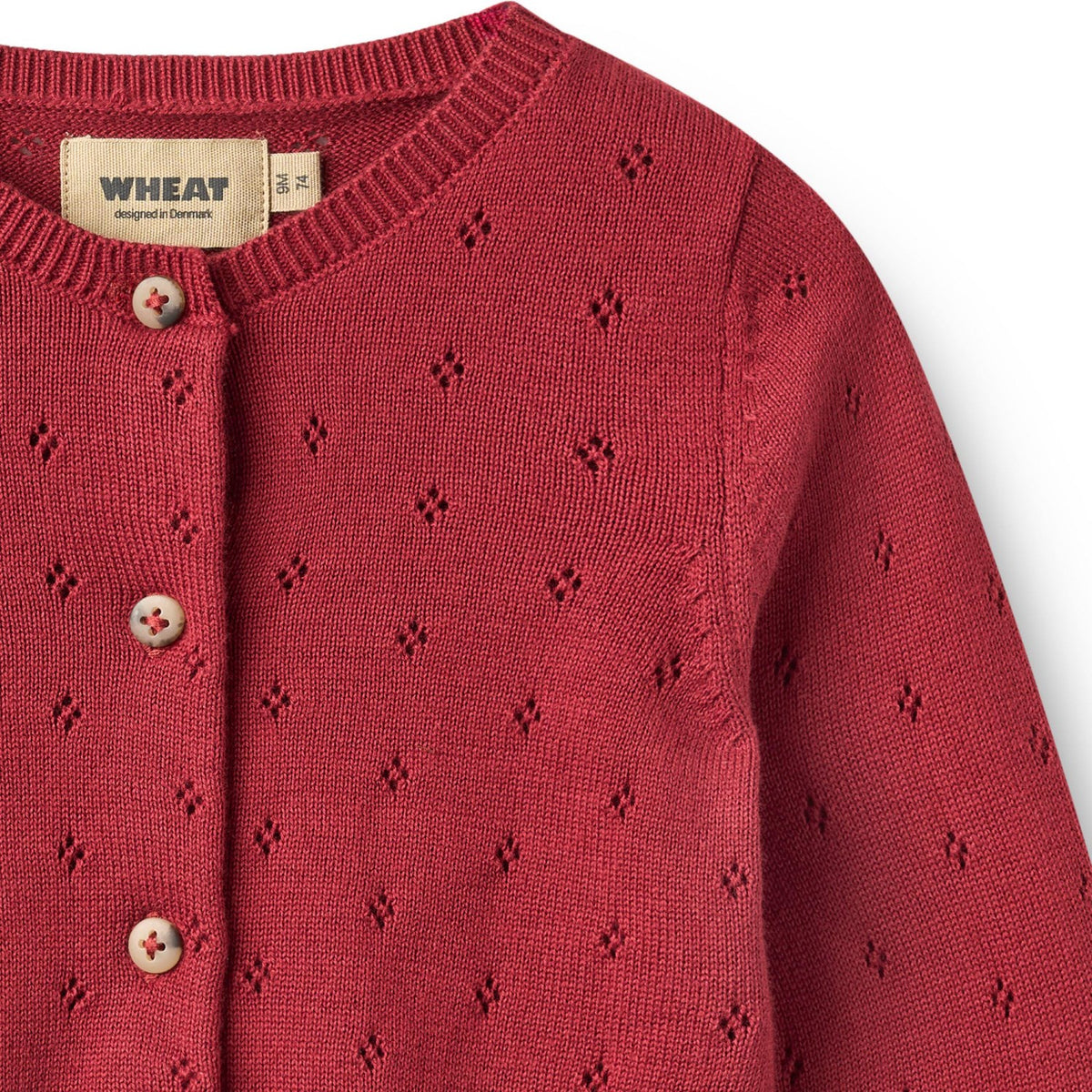 Wheat Red Cherry Stickad Cardigan Maia