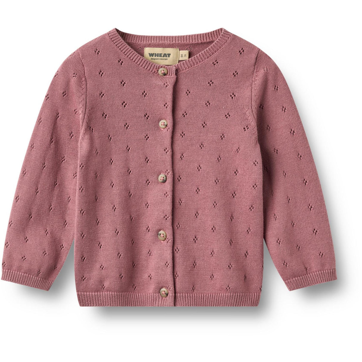 Wheat Warm Lilac Stickad Cardigan Maia