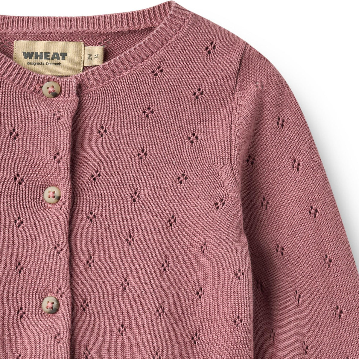 Wheat Warm Lilac Stickad Cardigan Maia