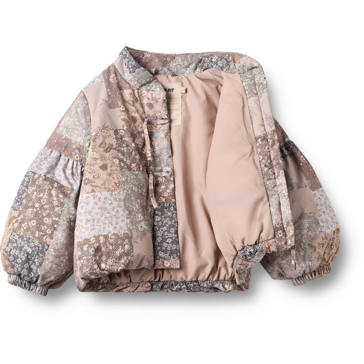 Wheat Patchwork Flowers Puffer Jacka Zallie
