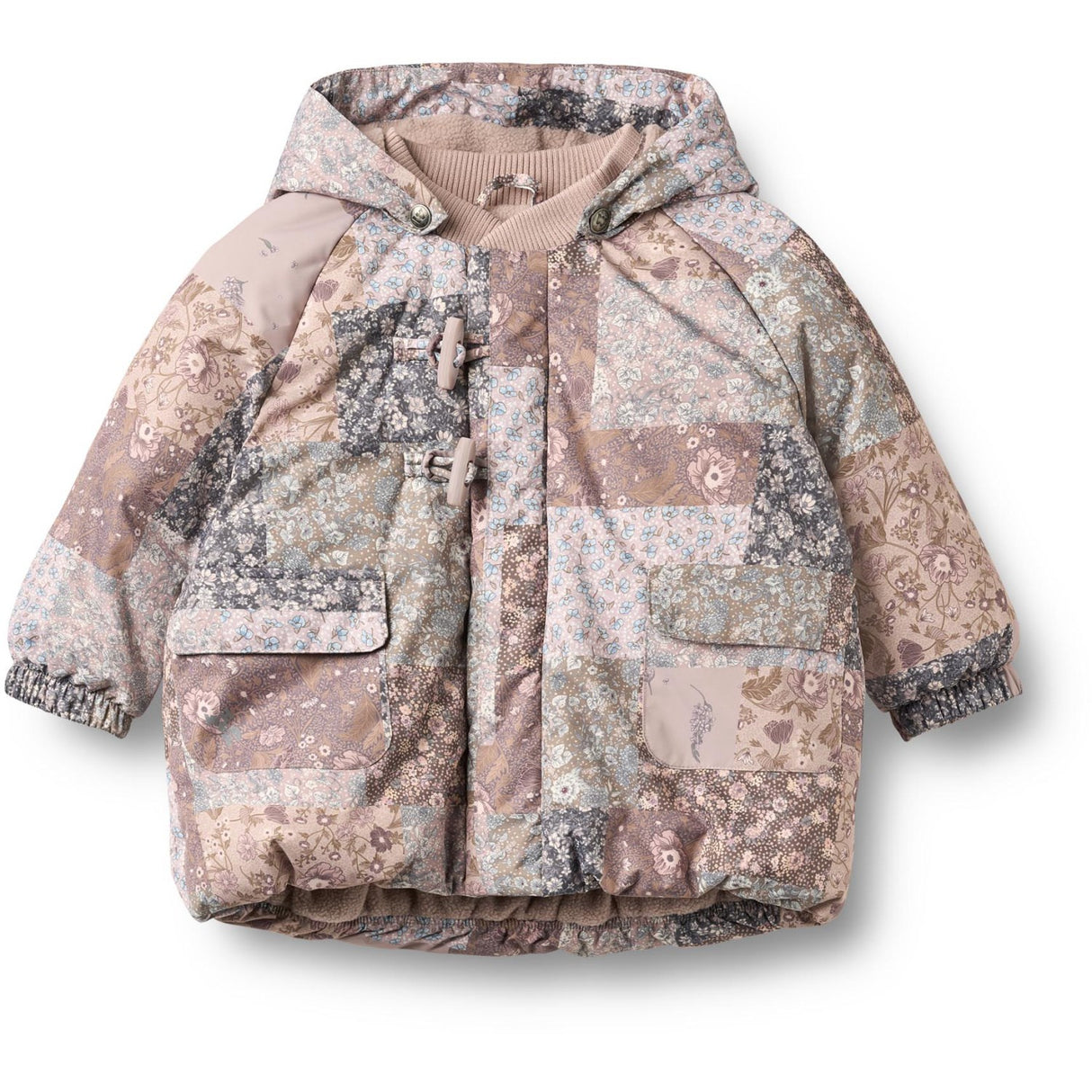 Wheat Patchwork Flowers Puffer Jacka Billo