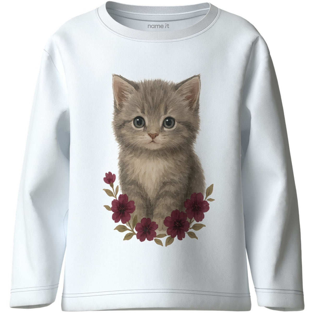 Name It Bright White Cute Kitten Nmfvotea Ls Nreg Topp