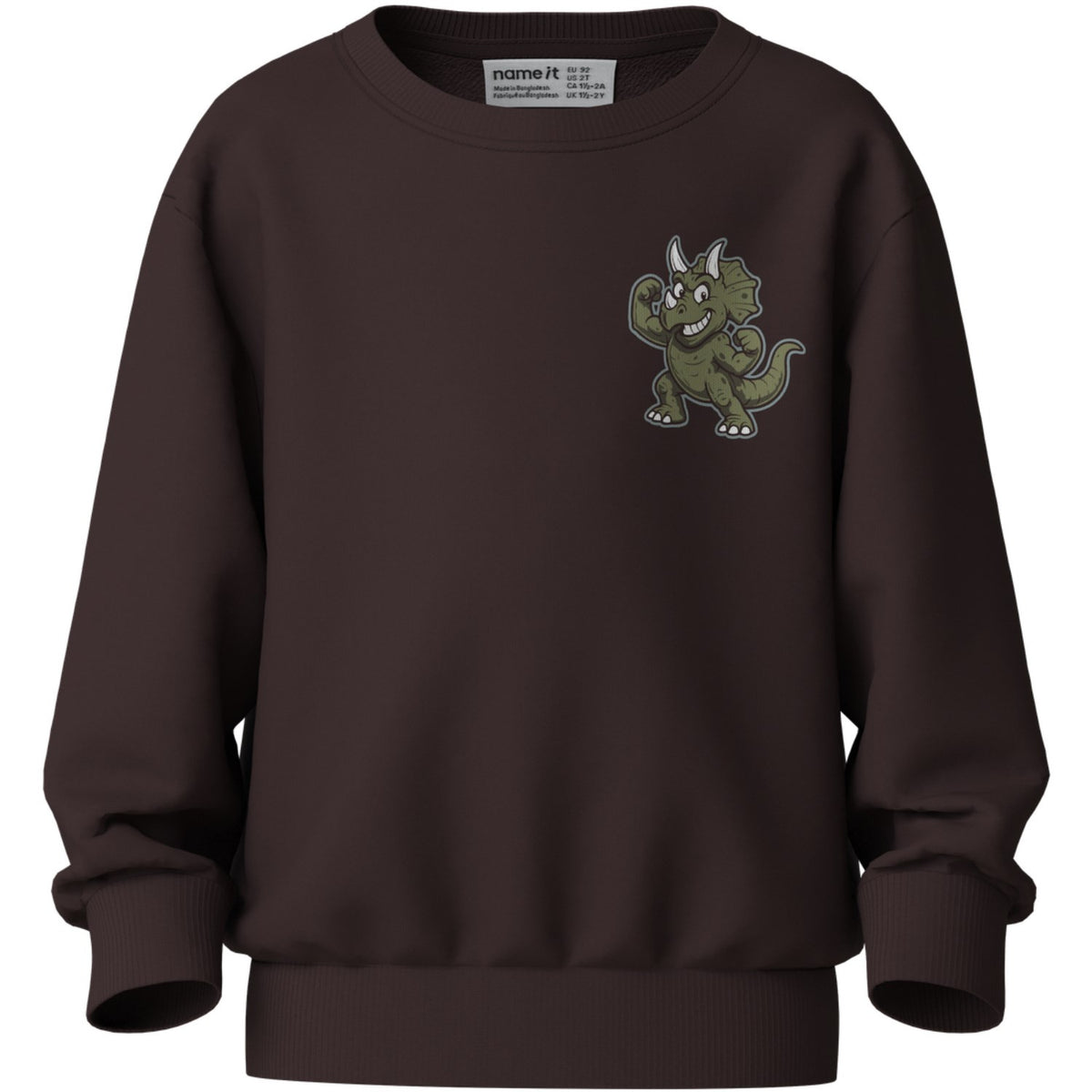 Name It Chocolate Plum Jurassic Prankster Nmmvildar Ls Nreg Sweat Bru