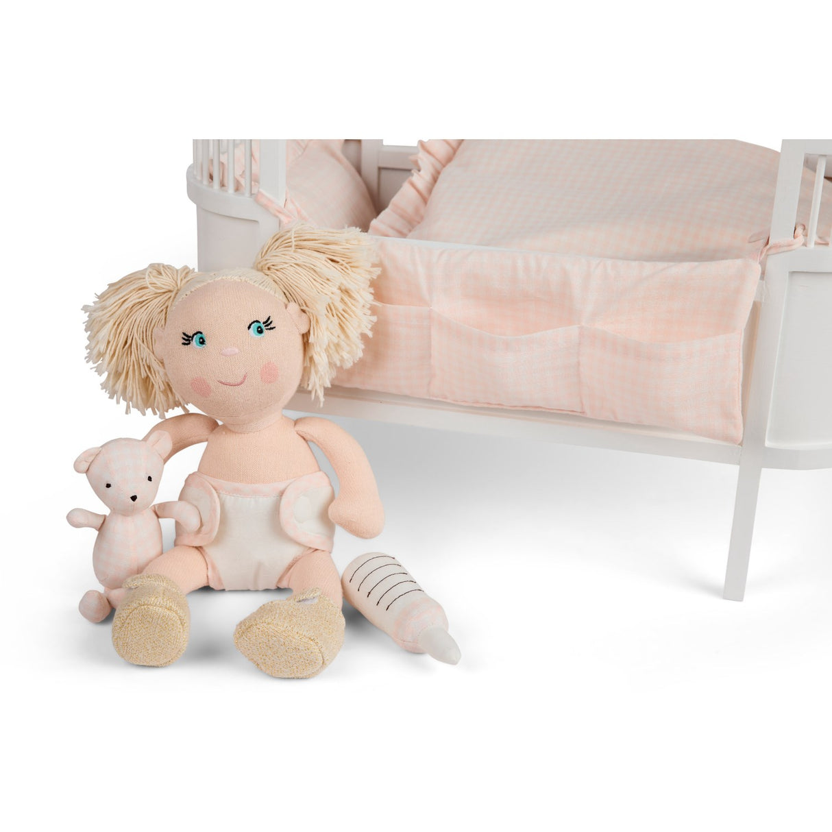 Smallstuff Delicate Rose Gingham Förvaring Med Accessories Til Dukkeseng
