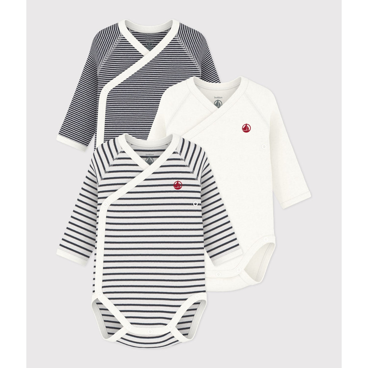 Petit Bateau Navy/White 3-pack Body