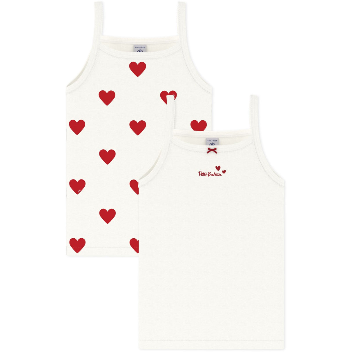 Petit Bateau Hearts Chemise Topp 2-Pack