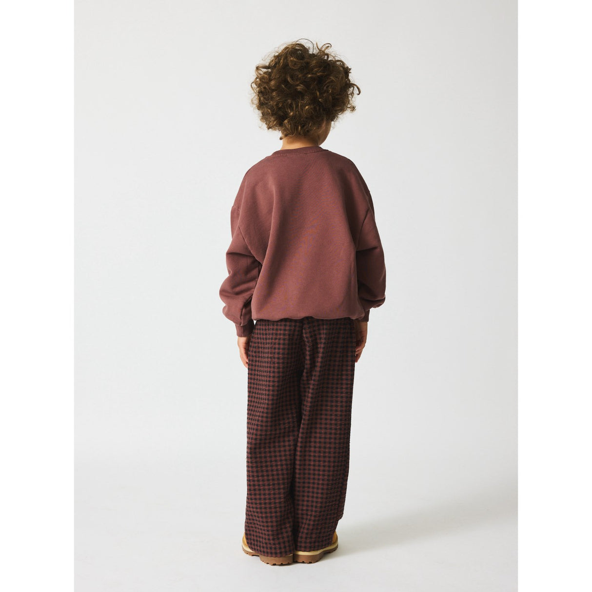 brunobruno nation Marron Plum Check Francis Seersucker Byxor