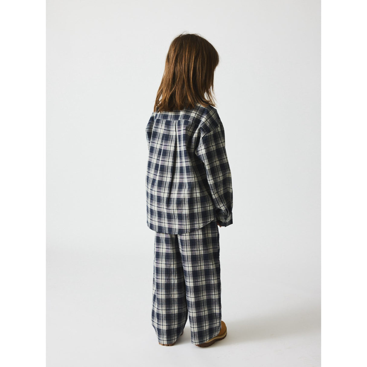 brunobruno nation Mood Indigo Blue Check Francis Navy Check Byxor