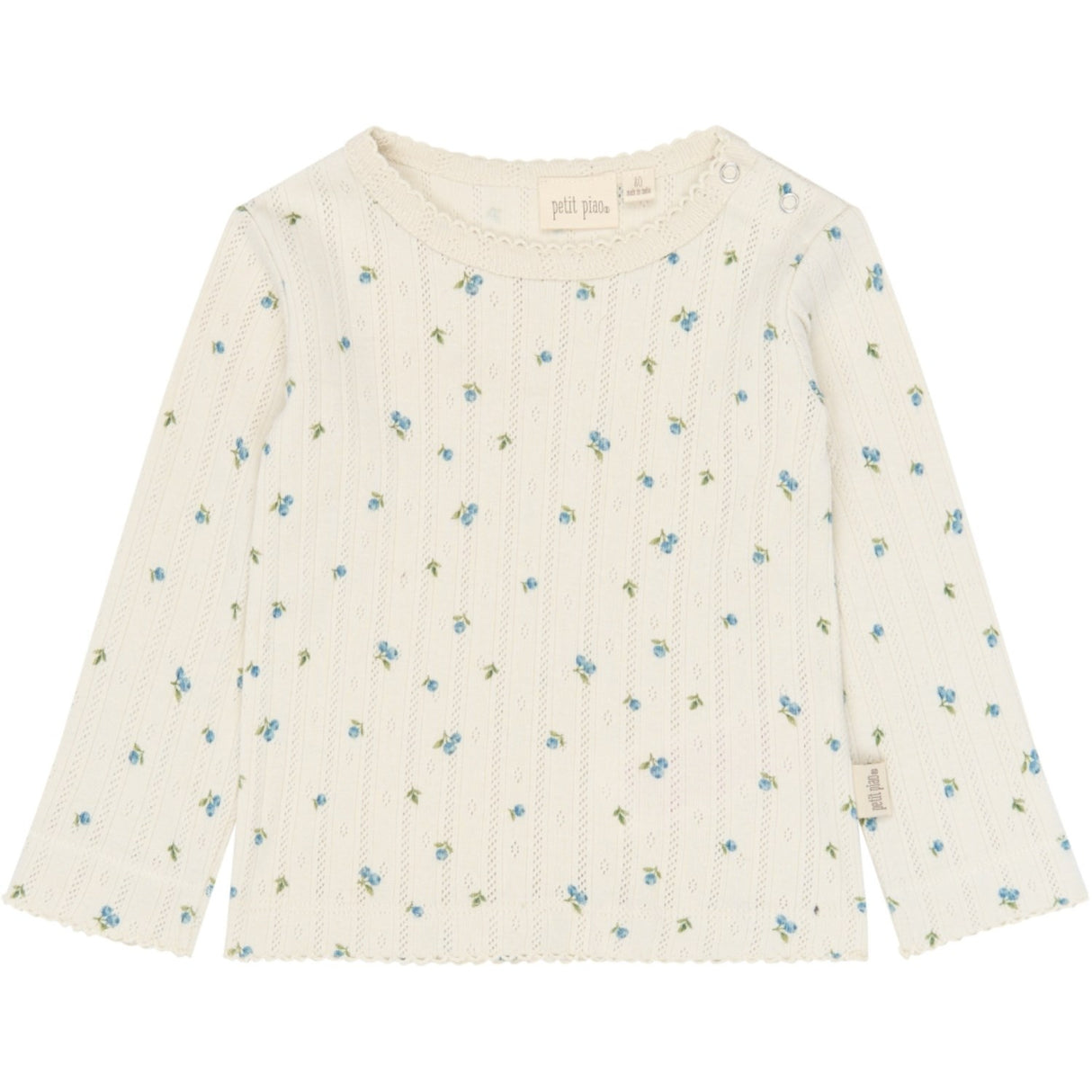 Petit Piao Eggnog Blueberry Aop Ppgracie L_S Pointelle Tee