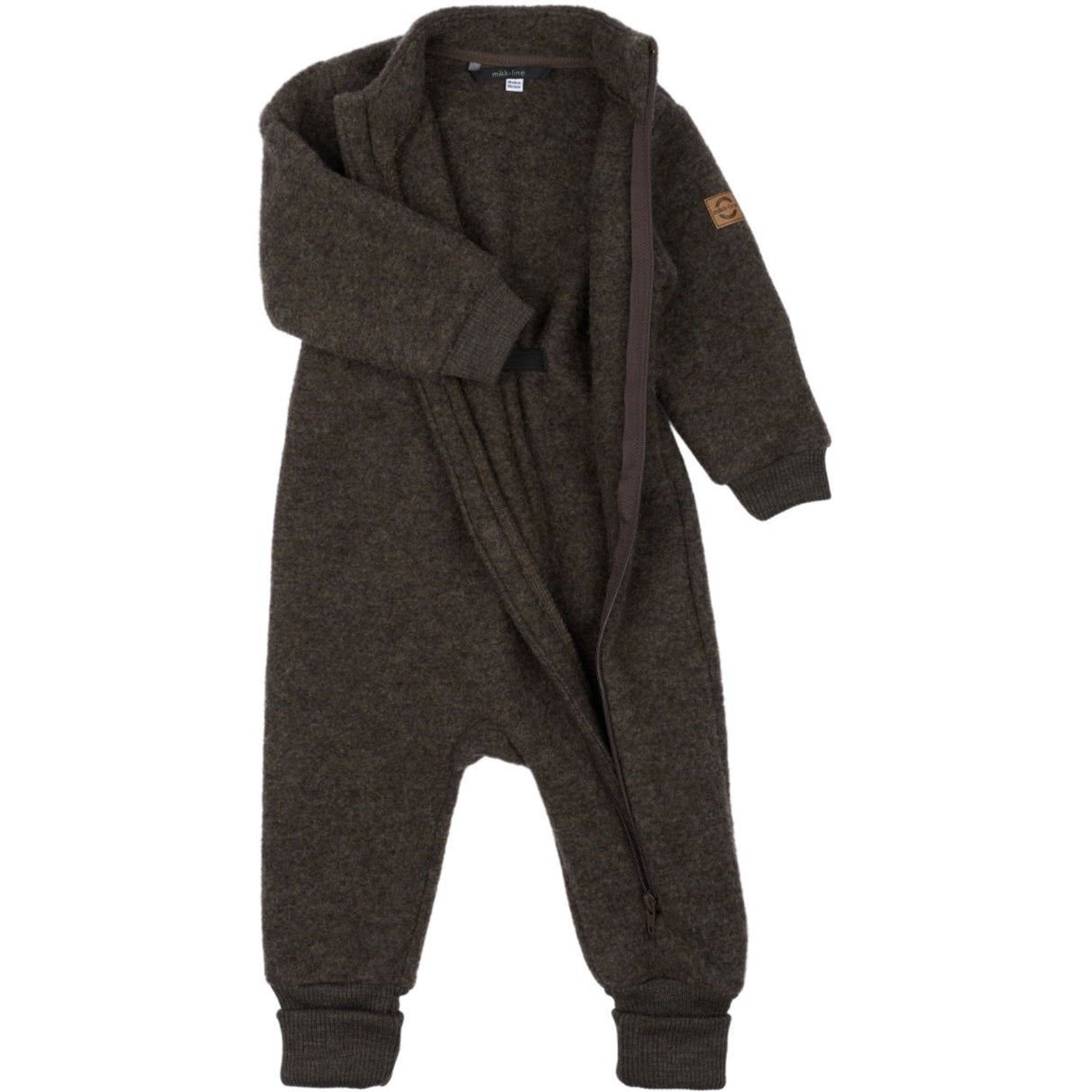 Mikk-Line Dark Brown Melange Ull Dräkt Med Rib