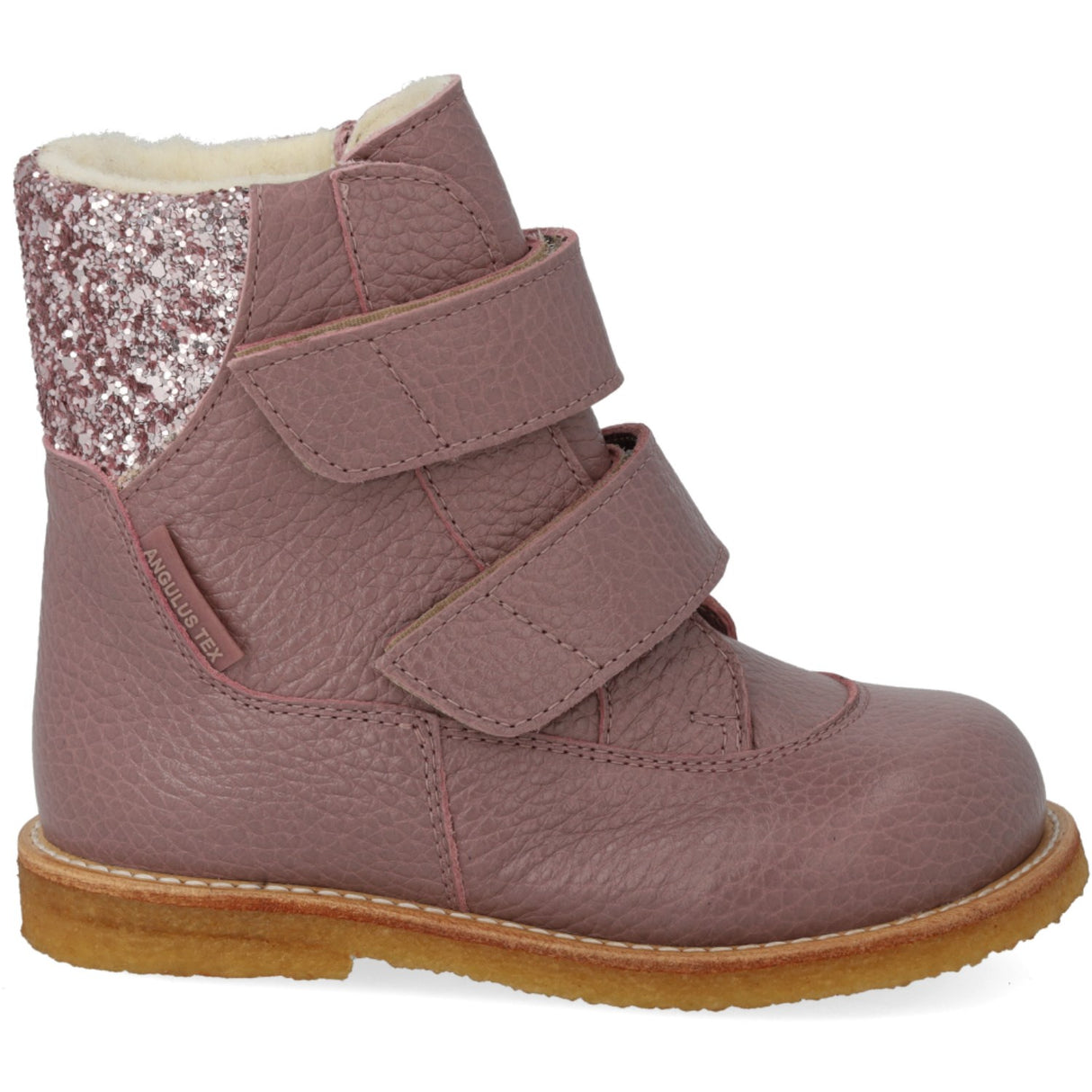 Angulus Faded Rose/Blossom Glitter Tex-Støvle Med Glitter Og Kardborreband