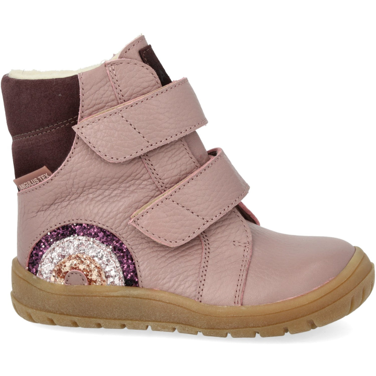 Angulus Faded Rose/Aubergine TEX Känga med gnistrande Glitter Regnbåge