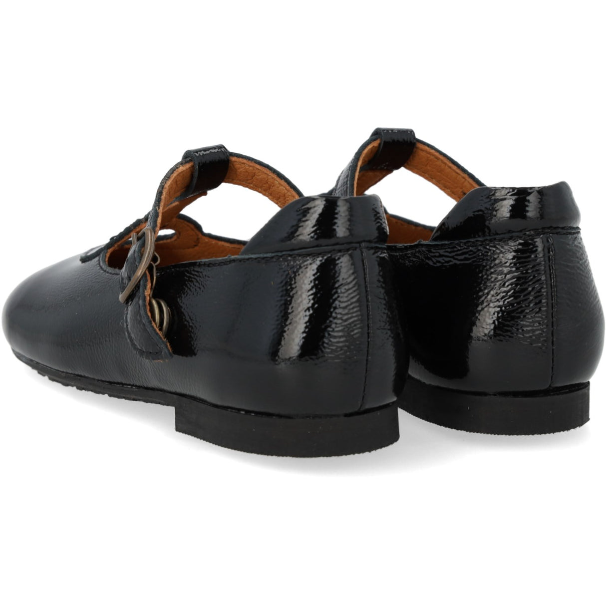 Angulus Black T-Bar Ballerinaskor Med Cut-Out Hjerte