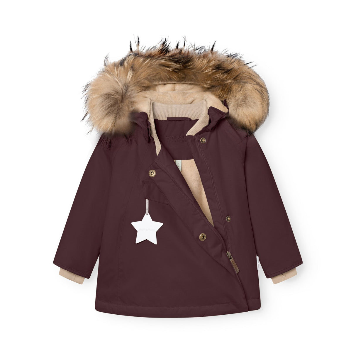 Mini A Ture Fudge Aubergine Matwang Fleece Lined Winter Jacka Fur. Grs