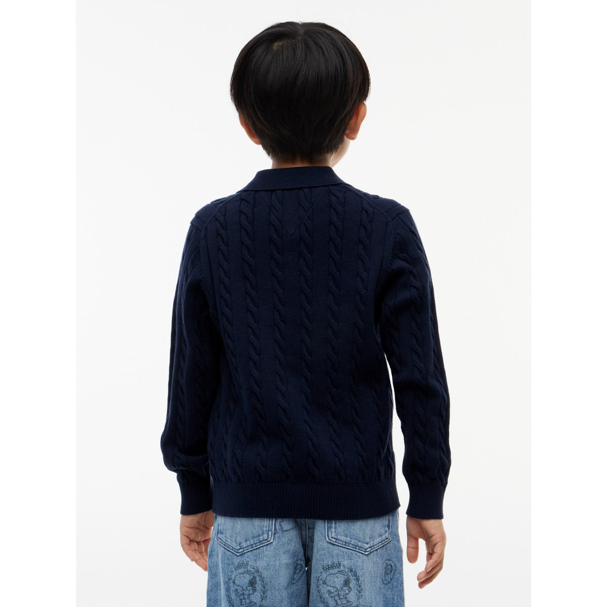 Tommy Hilfiger Dark Blue-Blue Bomull Cable Pikétröja Sweater