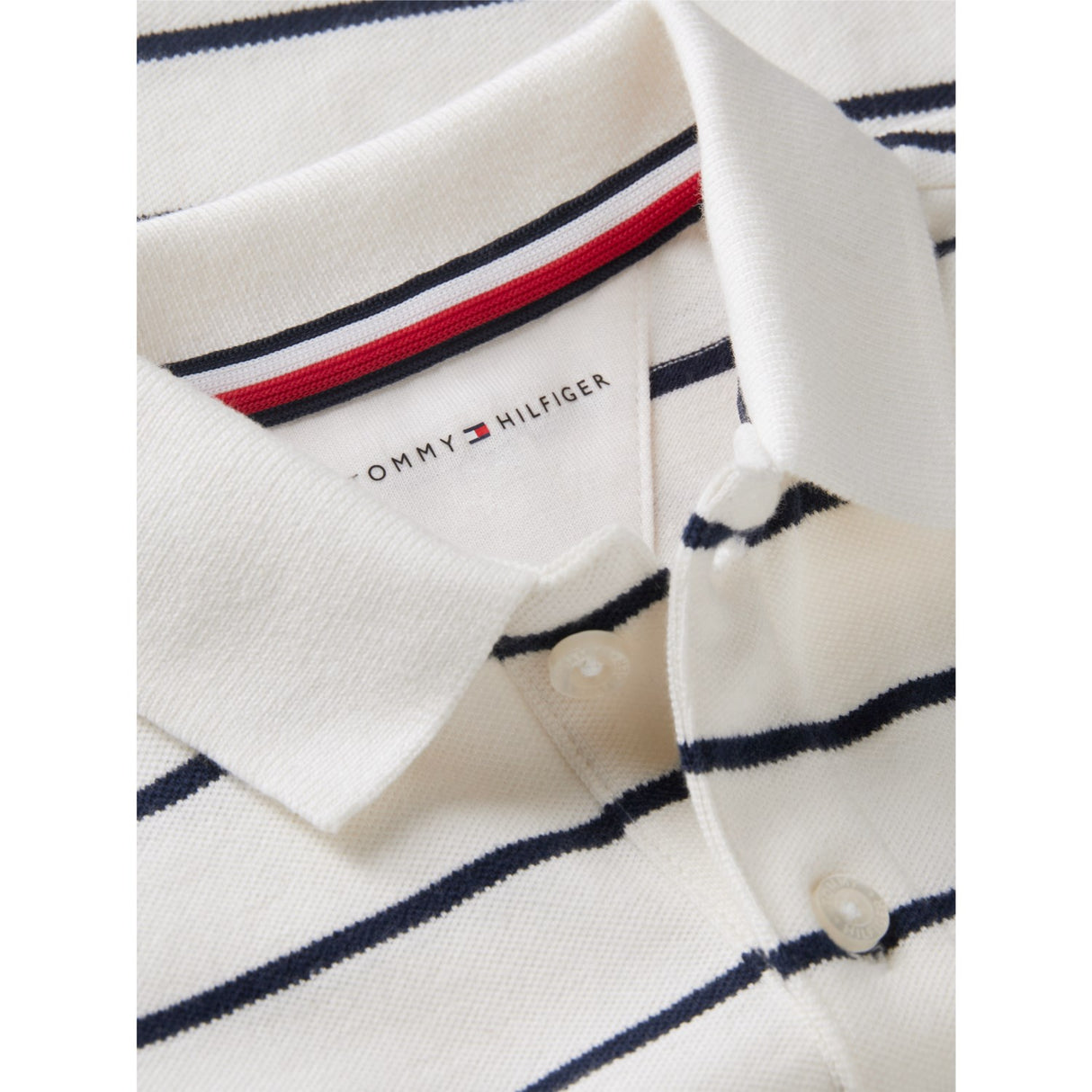 Tommy Hilfiger Off White Stripe-White Essential Regular Pikétröja Ls