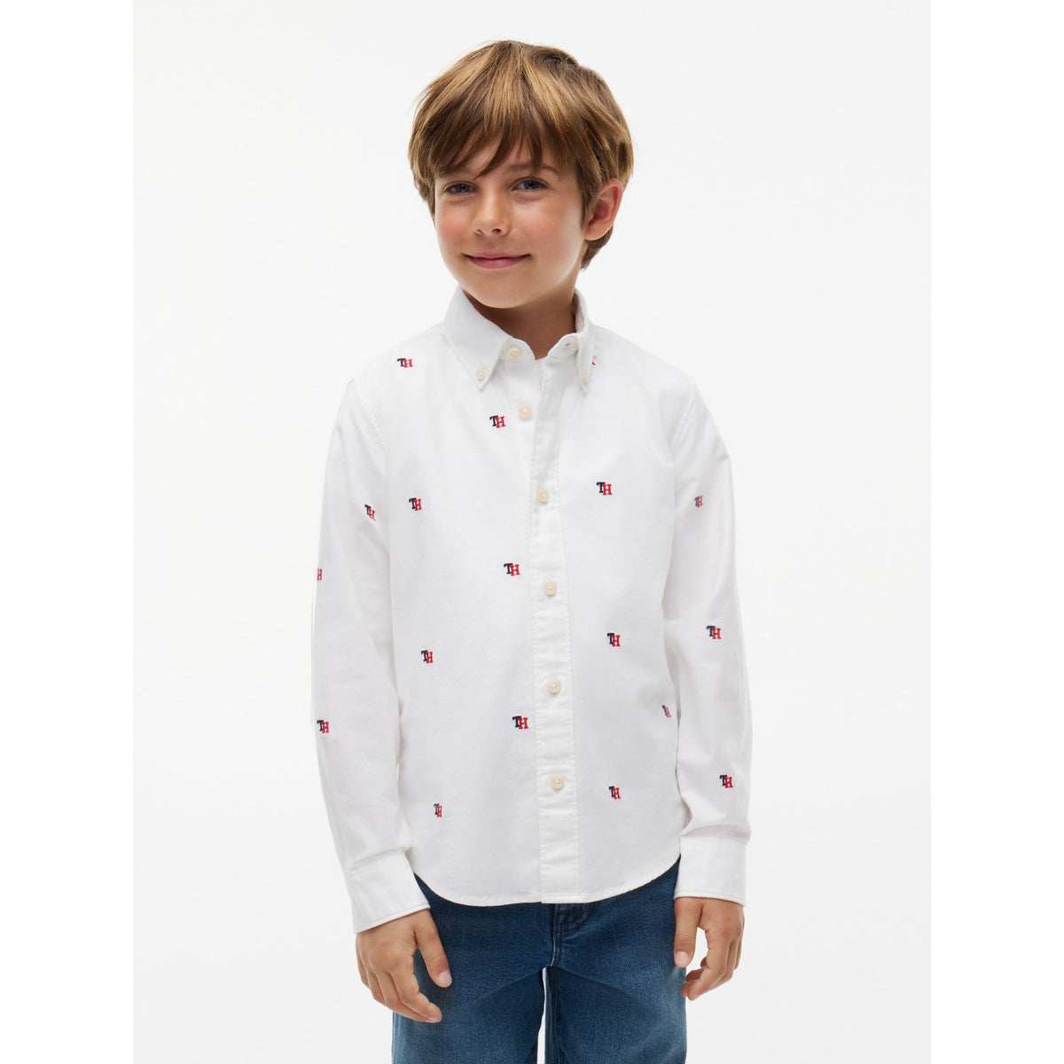 Tommy Hilfiger White-White Oxford Graphic Skjorta