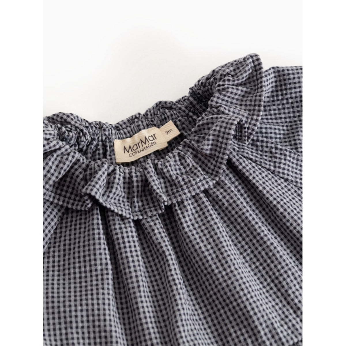 MarMar Cotton Seersucker Pigeon Blue Check Dawson Frill Klänning