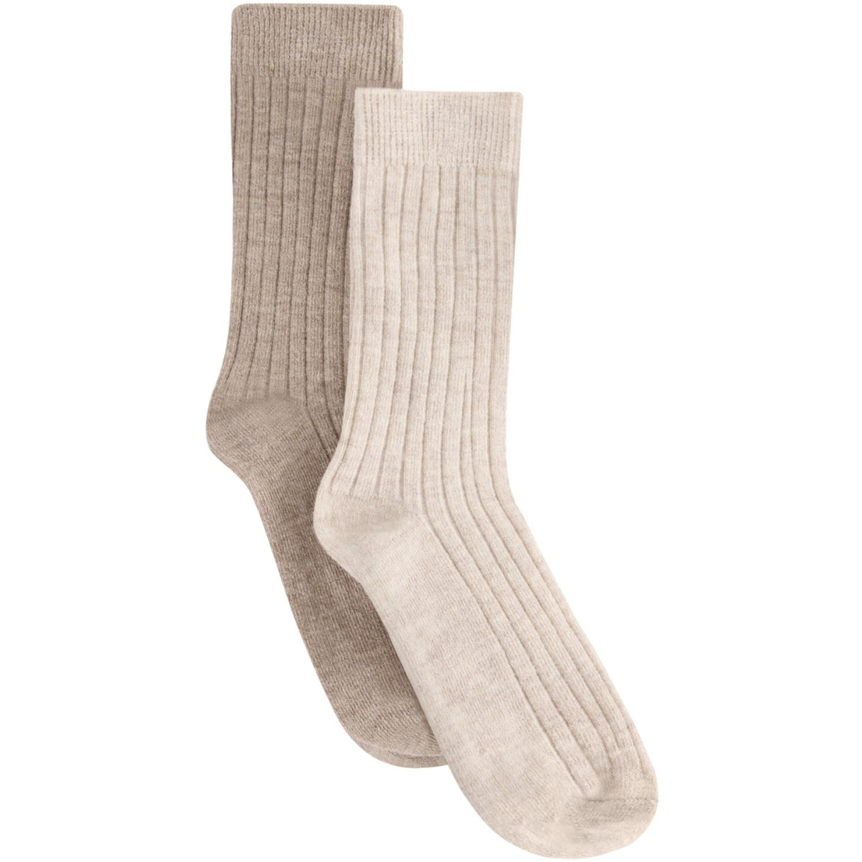 Huttelihut Camel Melange Ull Rib Strumpor 2-Pack