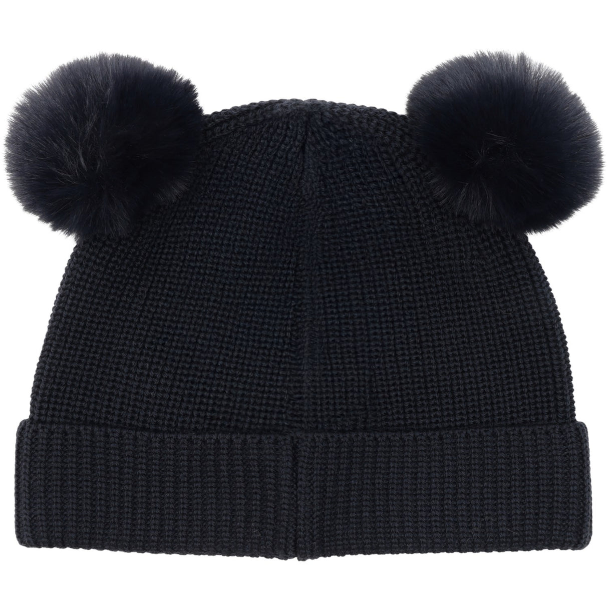 Huttelihut Dark Navy Beanie Ull Stickad Pompoms