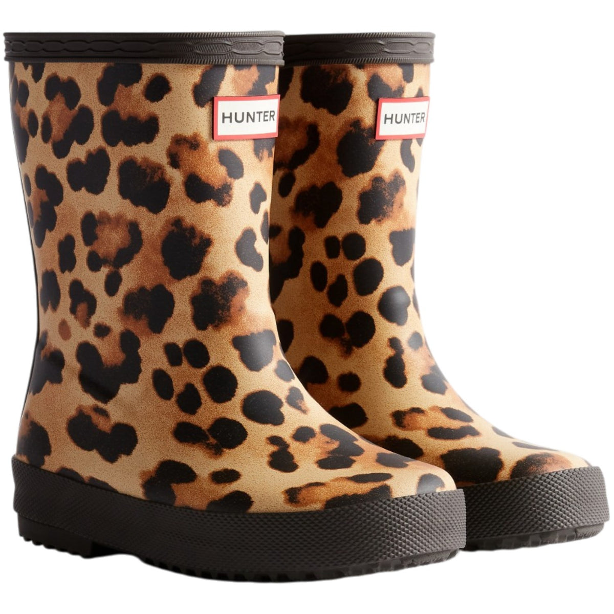 Hunter Leopard Print/Chocolate Brown Kids First Leopard Print Stövlar